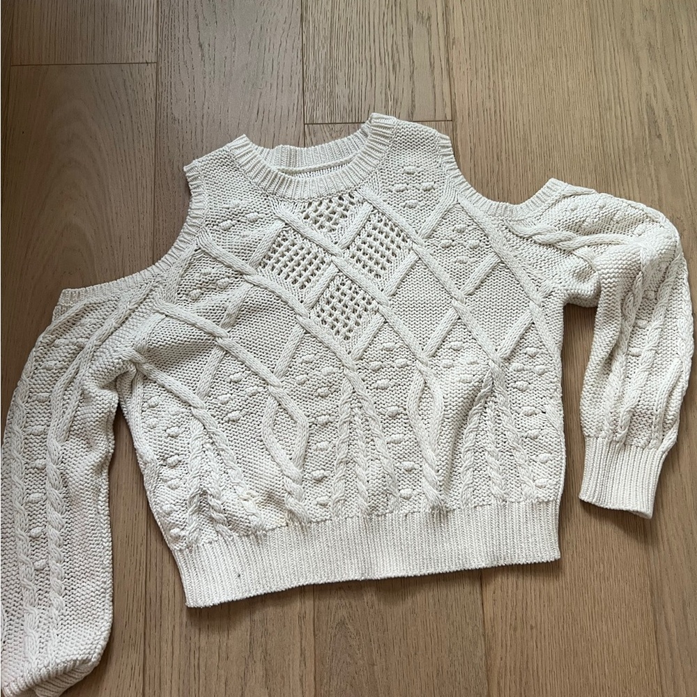 Lucky Brand  White Cable Knit Sweater